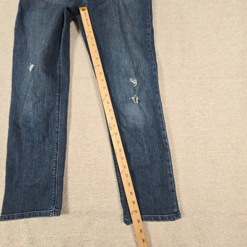 Ann Taylor LOFT Women 6 Boyfriend Jeans Blue Medium Wash Distressed Straight Leg